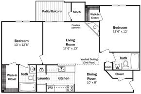 Bloomingdale apartment for rent - a floor plan of a house with bedrooms and a living room